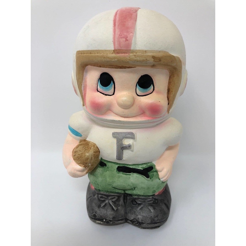 Vintage Football Player Coin Bank with Stopper Japan 6" Tall Best Ever Brand